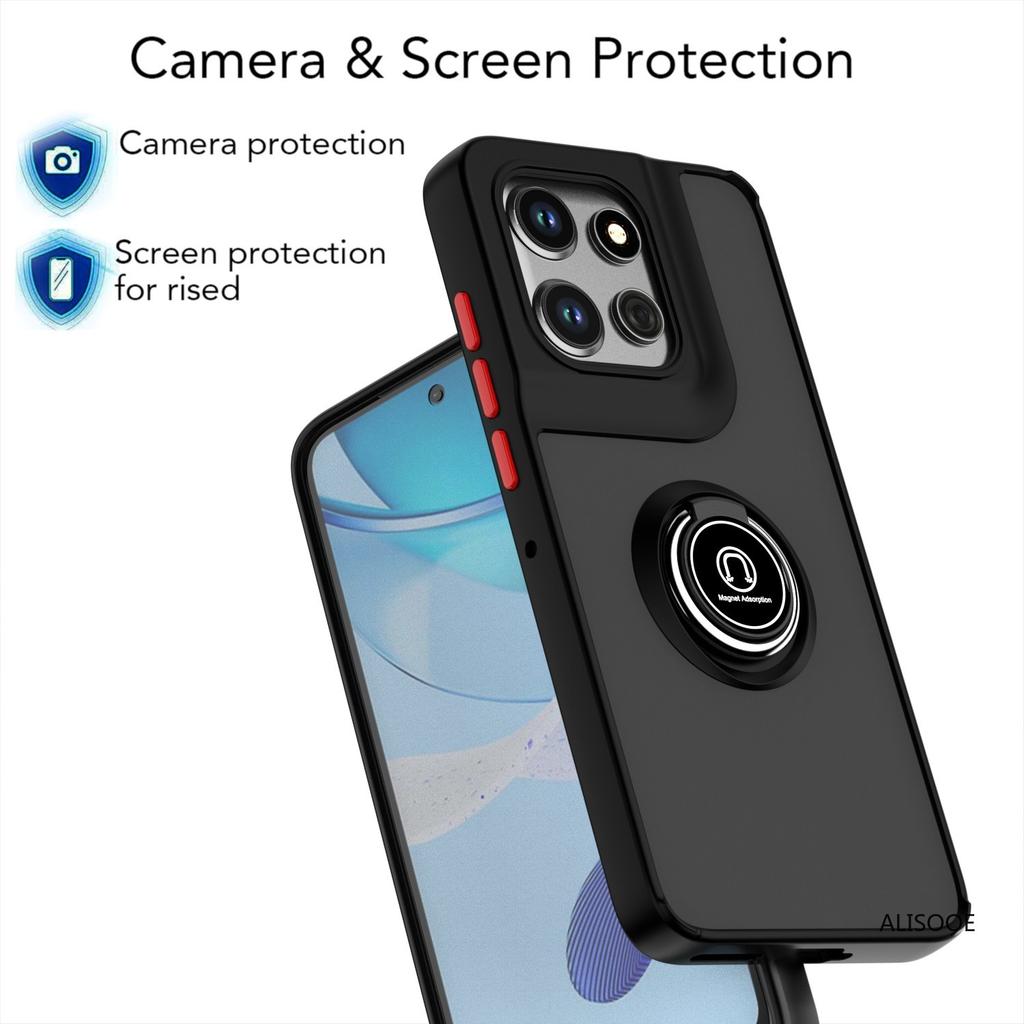 Shockproof Funda for Motorola Edge 50 Neo Fusion 50 Ultra Case Translucent Matte Ring Stand Capa for Moto Edge 50 Pro Cover