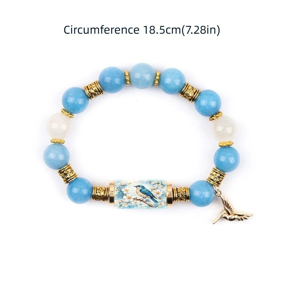 with Pendant Hummingbird Bracelet Elastic Beaded Bracelet Metal Tube Crystal Bracelet  Party Favors