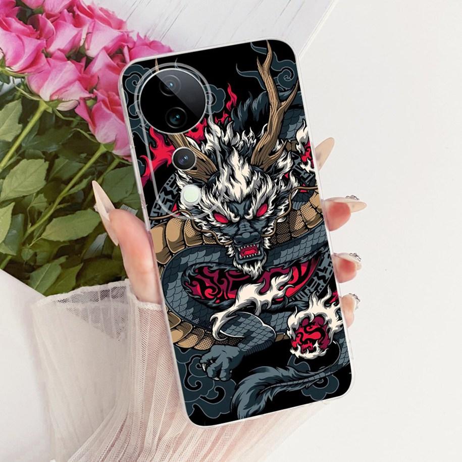For Vivo V40 V2348 Case V40 Pro V2347 Cover Luxury Dragon Cartoon Soft Silicone Phone Case For Vivo S19 Pro T3 Ultra Funda Coque