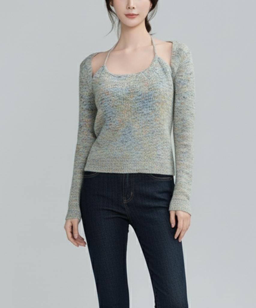 Keulleiseu Jennifer Halterneck Bolero Knit_Brown