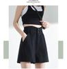 Women's Black Denim High-Waist A-Line Shorts - Spring 2026, Slimming, Plus Size, Trendy, Loose Fit.