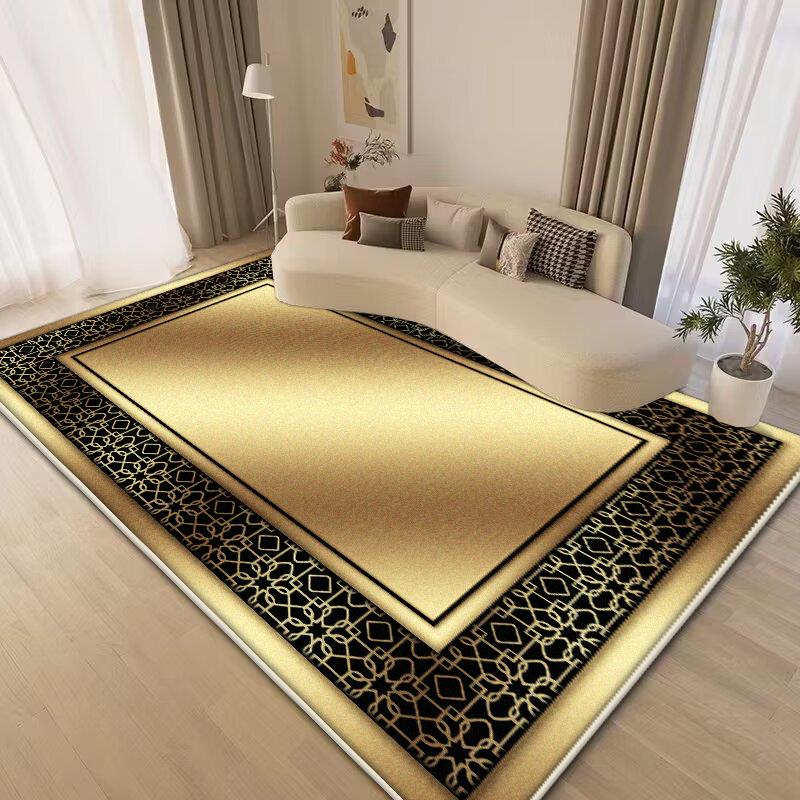 Luxury Big Size Carpet Living Room Gold Senior Coffee Tables Mats Non-slip Bedroom Decoration Rug Soft Sofa Table Mat Washable
