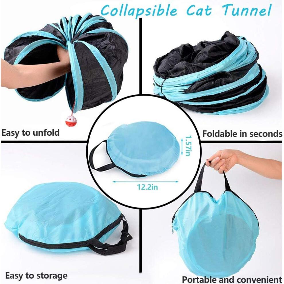 Paw-some Playground, Dangling Ball Toy Delight, Portable Cat Tunnel For Your Feline's Daily Dose Of Fun, Interactive Peek Hole, S-Shape Tunnel, Safe a