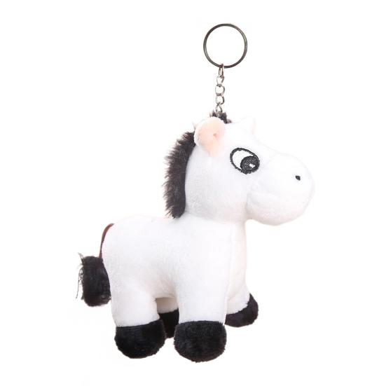 Cute Cartoon Plush Horse Doll Keychain Miniature Stuffed Animal Keyring Bag Pendant Stress Relief Toy