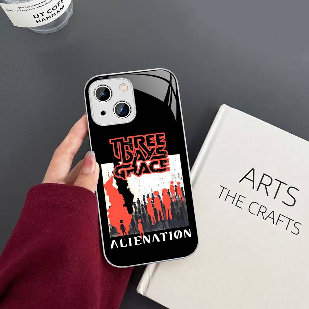 Classic Vintage Three Days Grace Band Tempered Glass For Iphone 14 13 12 11 Pro Mini XS MAX 14Plus X XS XR Cover