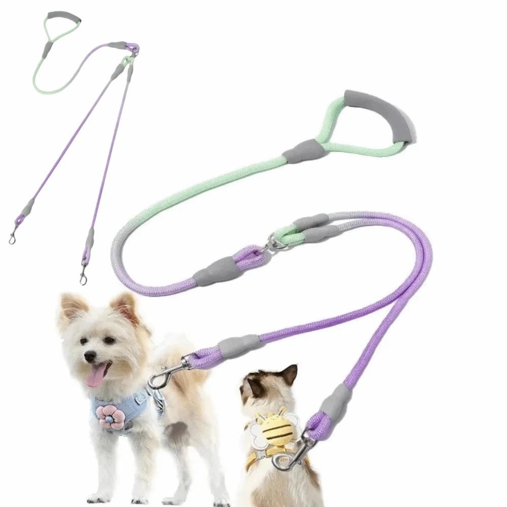 360° Swivel Dual Dog Leash Set Gradient Color Pet Training Lead Dog Running Leash Dog Supplies