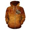 Tattoo Printed Sweatshirt Zipper Hooded Sweatshirt
