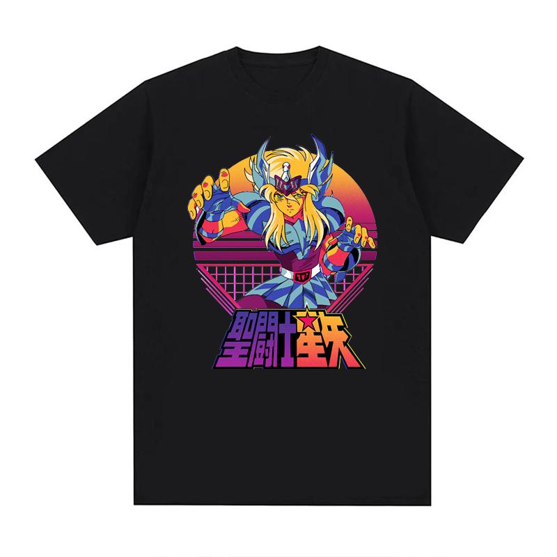 Summer Print  Anime  T Shirts Men Women Saint Seiya O Neck 100% Cotton Unisex Tops EU Size Harajuku Tops Boys Clothes