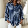 Women's Casual Striped Long Sleeve Collared Shirt Blouse Top for Everyday Wear