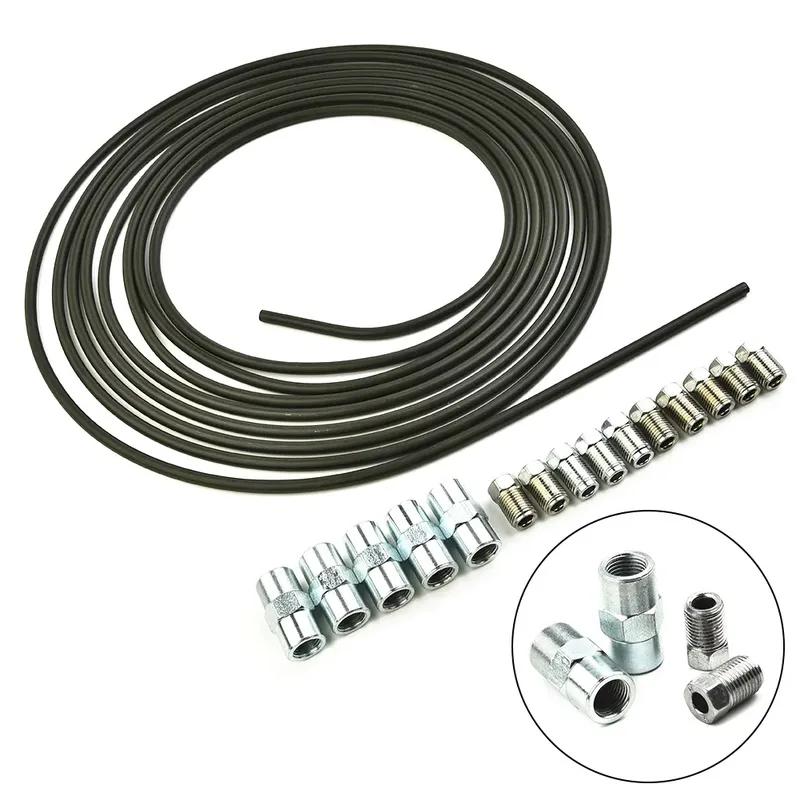 5m Steel Brake Line Kit With 10 M10x1 Screw Connections And 5 Connectors For Car Truck Brake System Replacement - Copper Plated