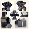 4 Blade Heat Powered Stove Fan Black Fireplace Fan Komin Log Wood Burner Eco Friendly Quiet Fan Home Efficient Heat Distribution
