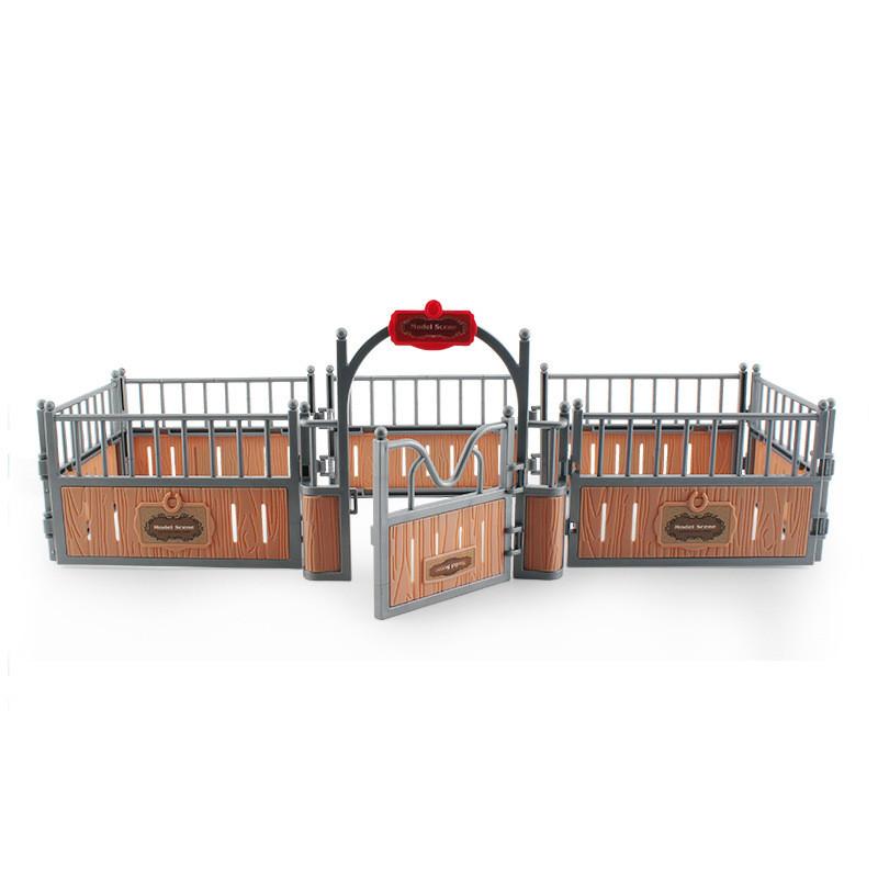 Charming Farmyard Plastic Decor Set Realistic Saddle Barn Pavilion Fence Models