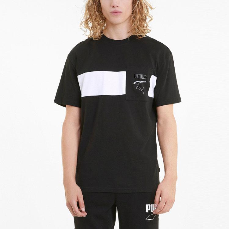 Puma Rebel Printed Casual Sports Short Sleeve T-Shirt Men Tops Black 845579-01