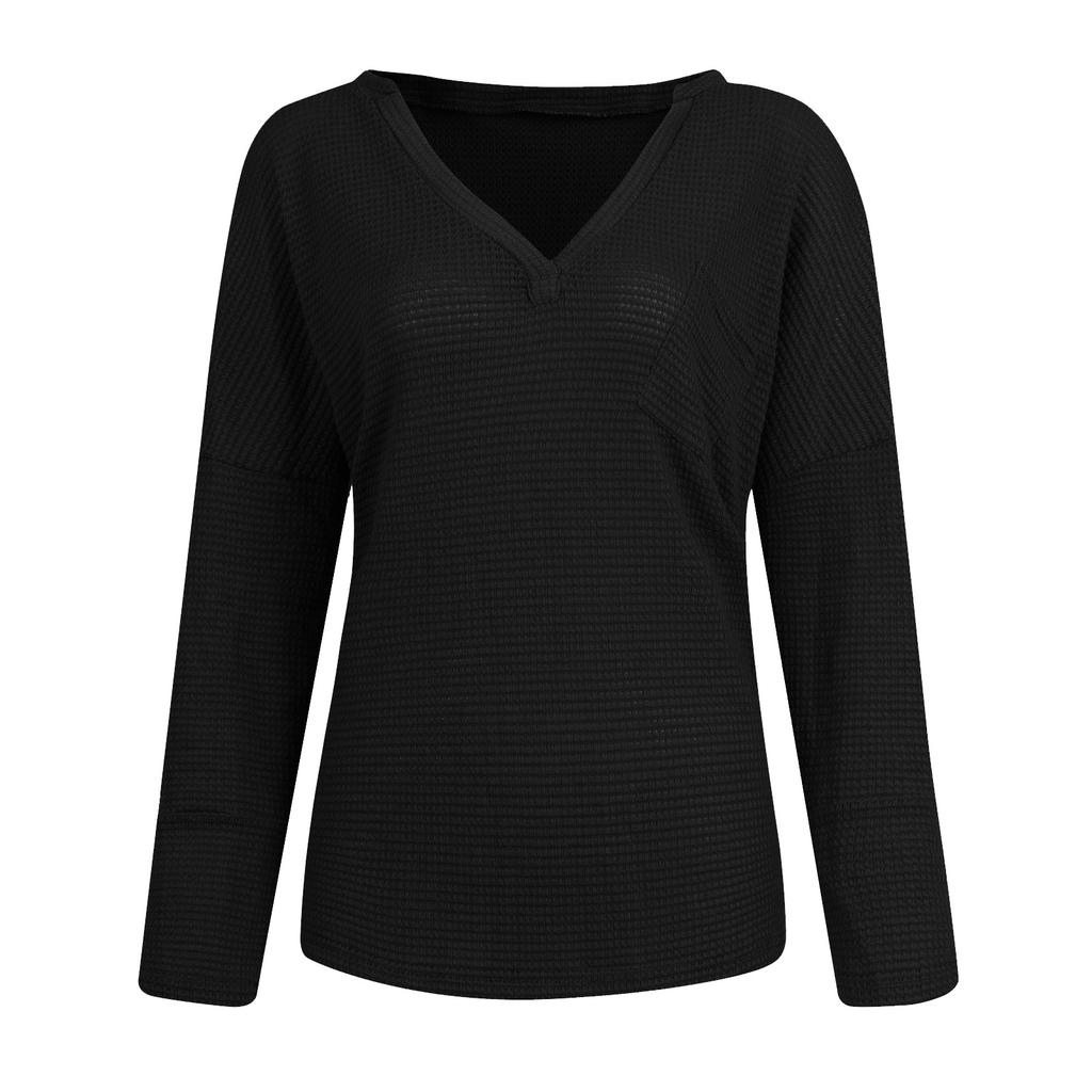 Women's V-neck Fashion Long Sleeve Minimalist Casual Split Plus Size Loose Top