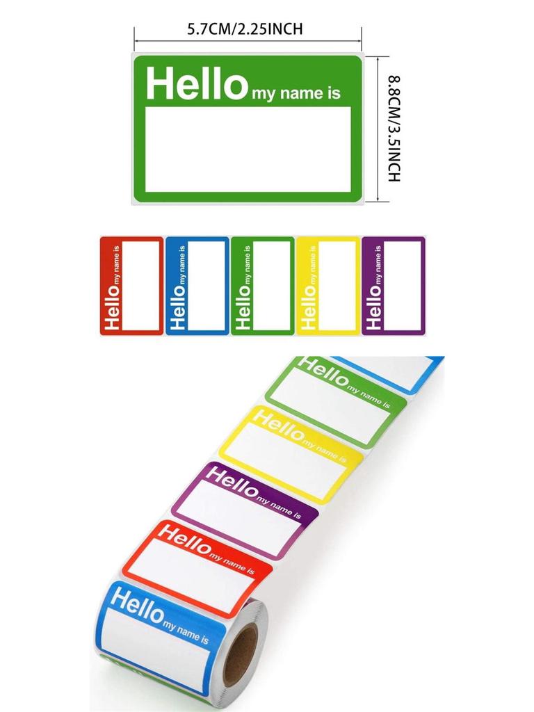 300 Self-Adhesive Name Tag Stickers/Roll: Colorful DIY Labels for Storage & Office Use