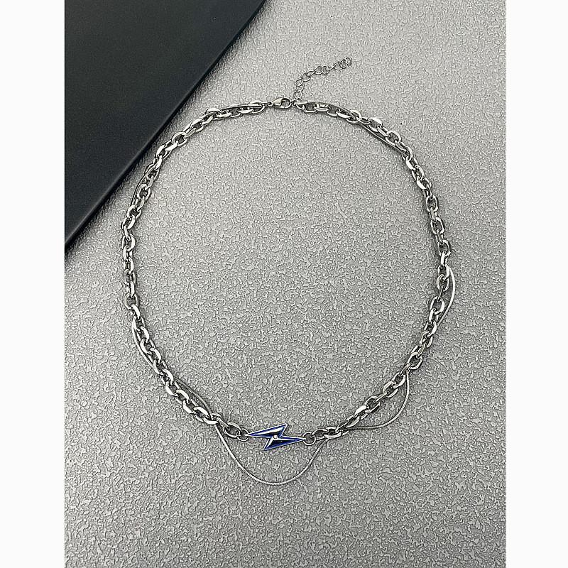 Stainless Steel Double Layer Geometric Necklace For Men And Women With Polished Finish