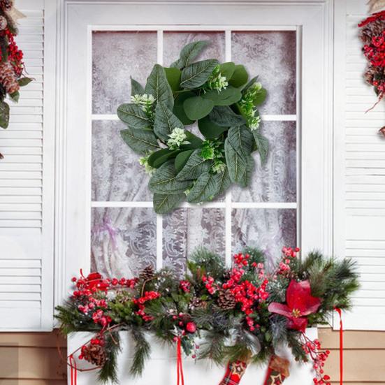 Christmas Cabinet Wreath Pine Needles Berries Pine Cones Decor Kitchen Shelves Indoor Outdoor Garland