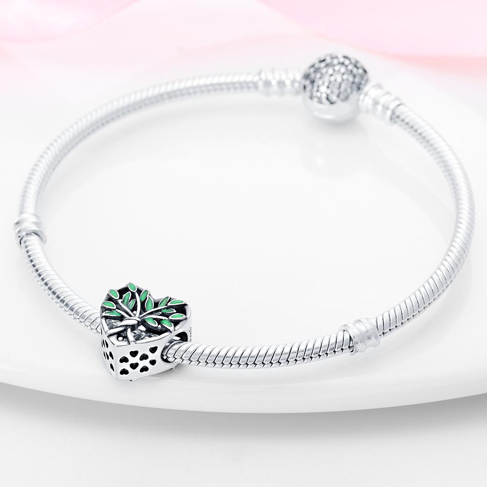 Authentic Charm Bead Charms Copper Plated Green Tree Bead Charms Compatible With Bracelets Women Jewellery Making Diy Gift