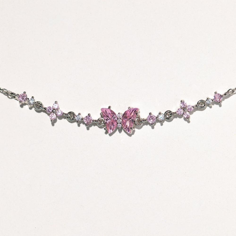 

Instagram Style Cute and Sweet Bracelet Love Zircon Butterfly Festival Bracelet Women s Valentine s Day Gift Jewelry срібний