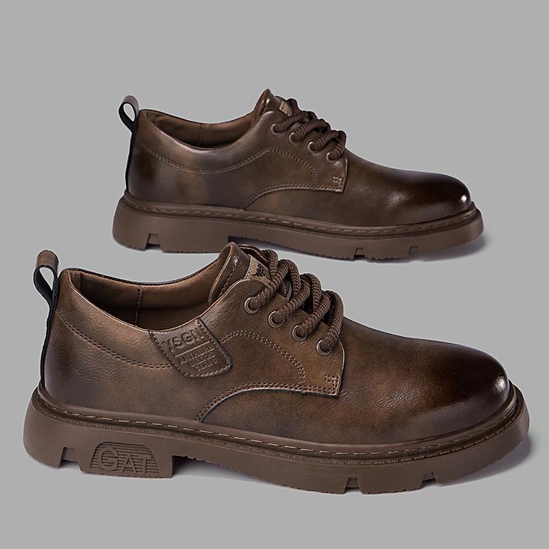 High Quality Lace Up Men's Short Boots  Trendy Men's Luxury  Fashionable Men's Shoes for Office Work and Outdoor Parties