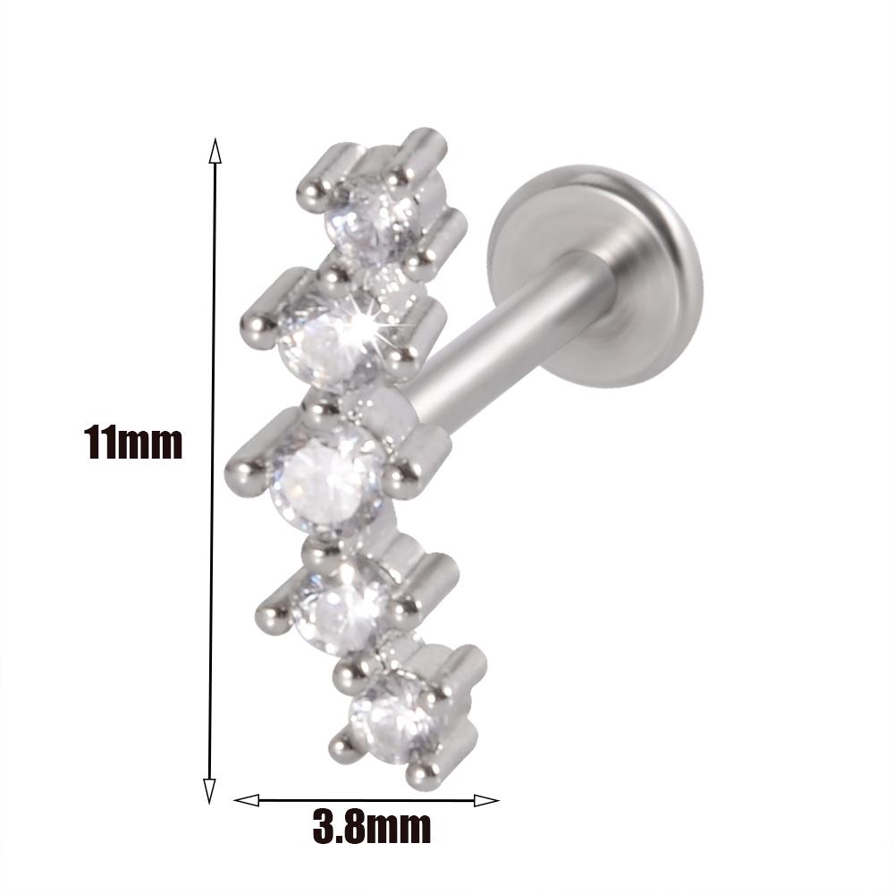 1pcs Surgical Steel Zircon Ear Stud Labret Stud Lip Ring Cartilage Helix Lobe Conch Piercing Moon Earrings Body Piercing Jewelry