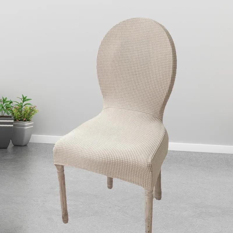 European Round Back Chair Cover Seat Dining Table And Chair Solid Color Simple Sitting Surface Universal Elastic Stool For All Seasons