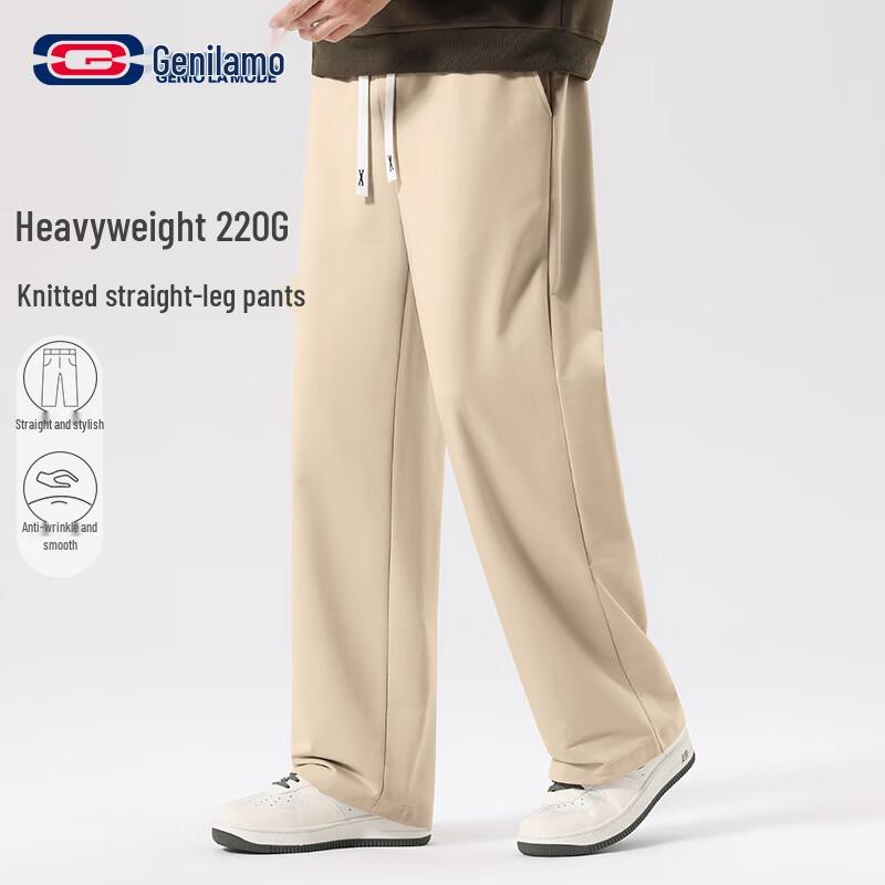 GENIOLAMODE Men s Textured Knit Straight-Leg Casual Pants M