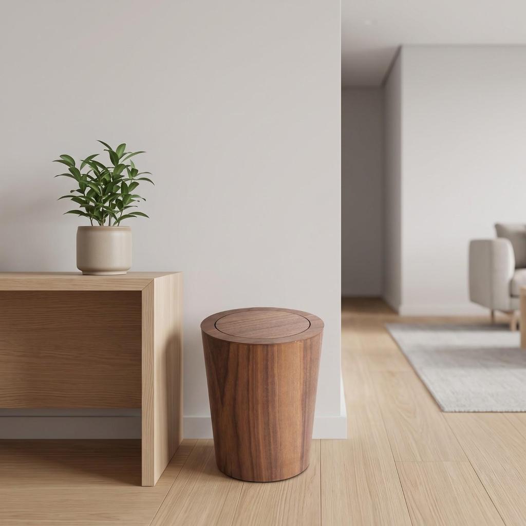 Trash Bin with Swing-Top Lid Space-Saving Wastebasket Slim for Office, Bedroom
