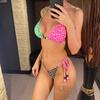 Sexy Leopard Printed Splicing Halter Bikini Women Swimwear Female Swimsuit Two-pieces Bikini Set Bather Bathing Suit Swim