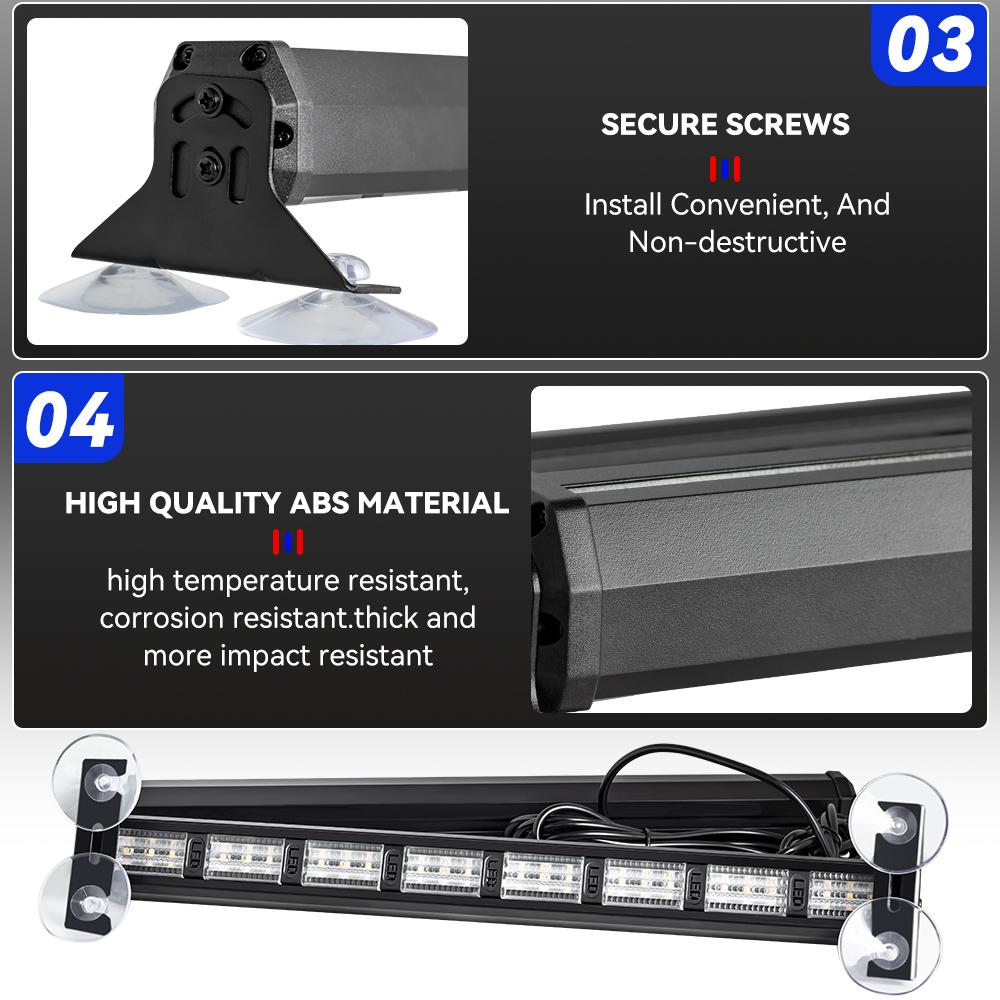 LED Universal Car Strobe Light Flasher Vehicle Windshield Flashing Warning Signal Lamp Red Blue Police Emergency Lights 12V