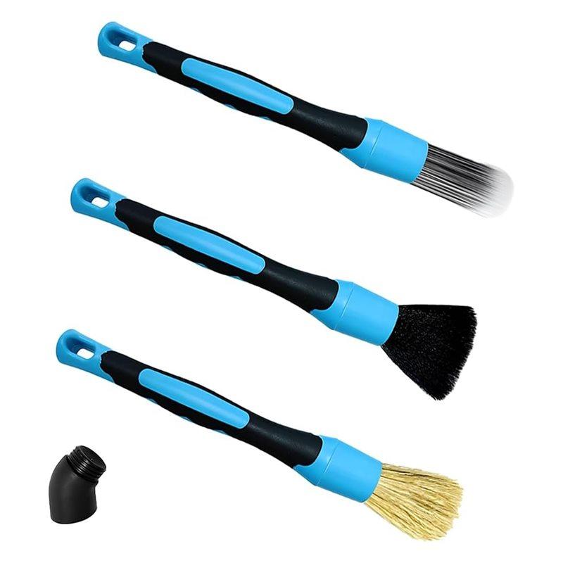 

Ultra Soft For Auto Interior Cleaning Brush Set- 3PCS Car Detailing Tools, Scratch-Free Boar Hair Brushes With Elbow синій