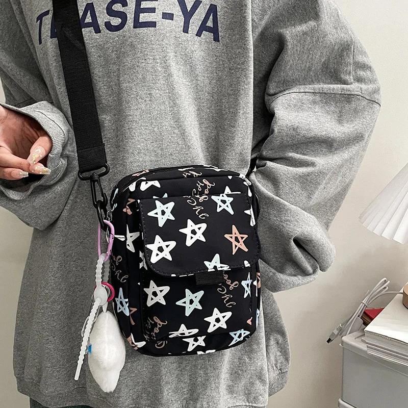 Söta Tryckta Femkantiga Stjärnstudent Kvinnor Axelväskor Mobiltelefonväska Crossbody-väska för Kvinnor Mamma Barn Väskor
