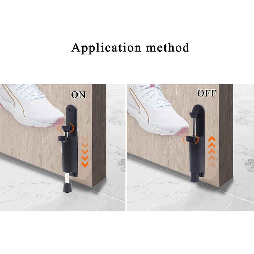 Kickdown Door Stop 2-Pack Easy Step Door Stopper Spring Loaded Telescopic Step On/Off Door Stopper Rubber Adjustable Heavy Duty Door Locks Holder