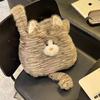 Trendy Cute Cat Fluffy Tote Shoulder Bag For Women Big Volume Portable Handheld Crossbody School Shopping Handbag