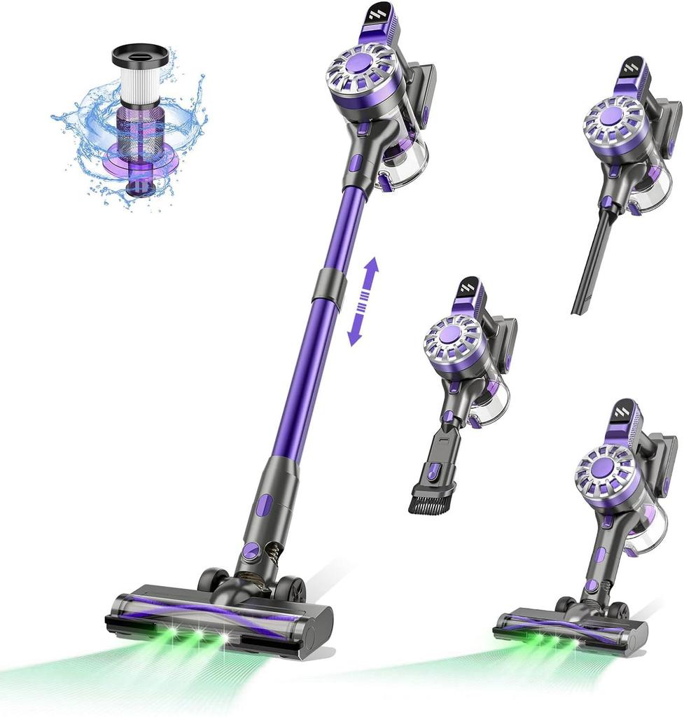 PSV07 , Powerful 180W Silent Wireless Vacuum with 25KPa Suction, Handheld Vertical Stand Combination. 2200mAh Battery for 30-minute Runtime, 3-in-1