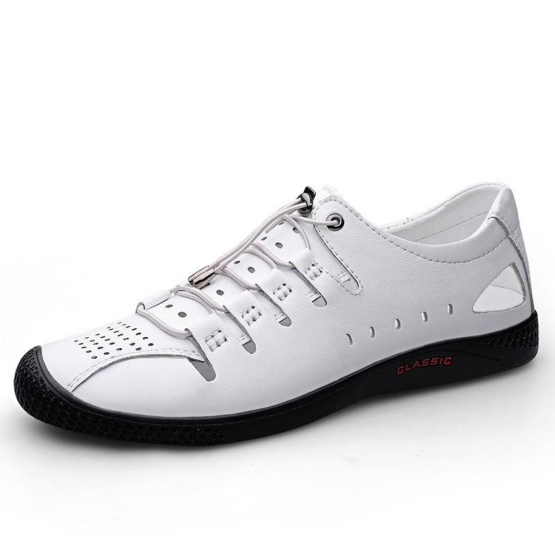 

Sandals men s summer low-top hole shoes hollow ventilation holes cowhide sports and leisure shoes foreign trade beach shoes men 45 белый