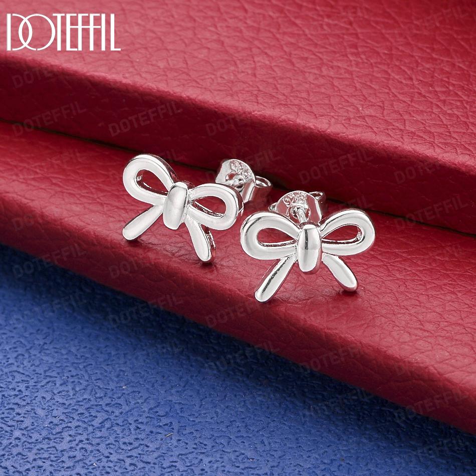 Exquisite 925 Sterling Silver Bow Earrings - Banquet Pendant Jewelry