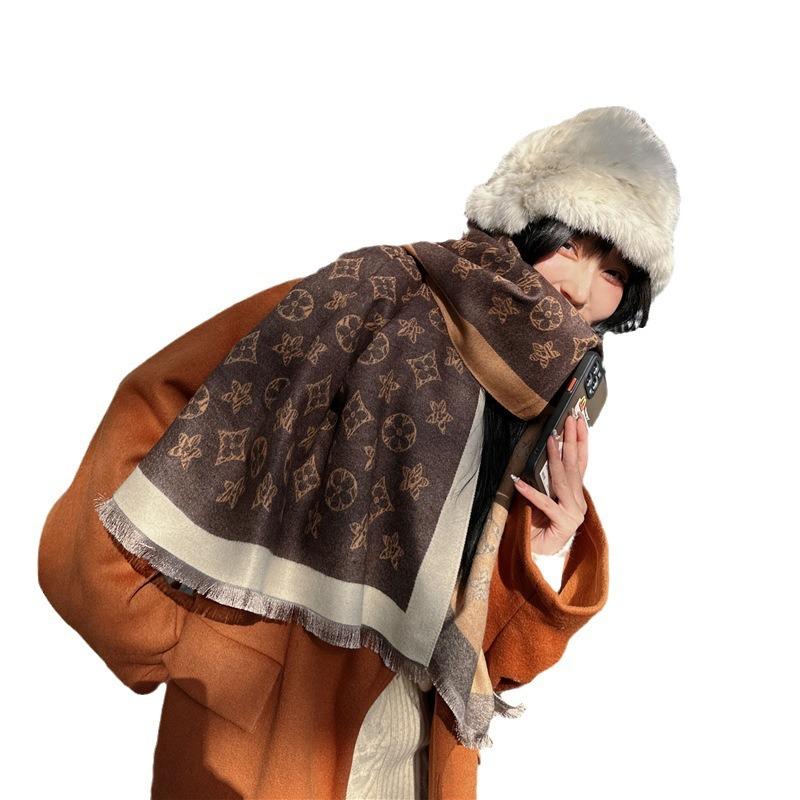 Winter imitation cashmere scarf women's high-end feeling air-conditioned room length outer shawl scarf