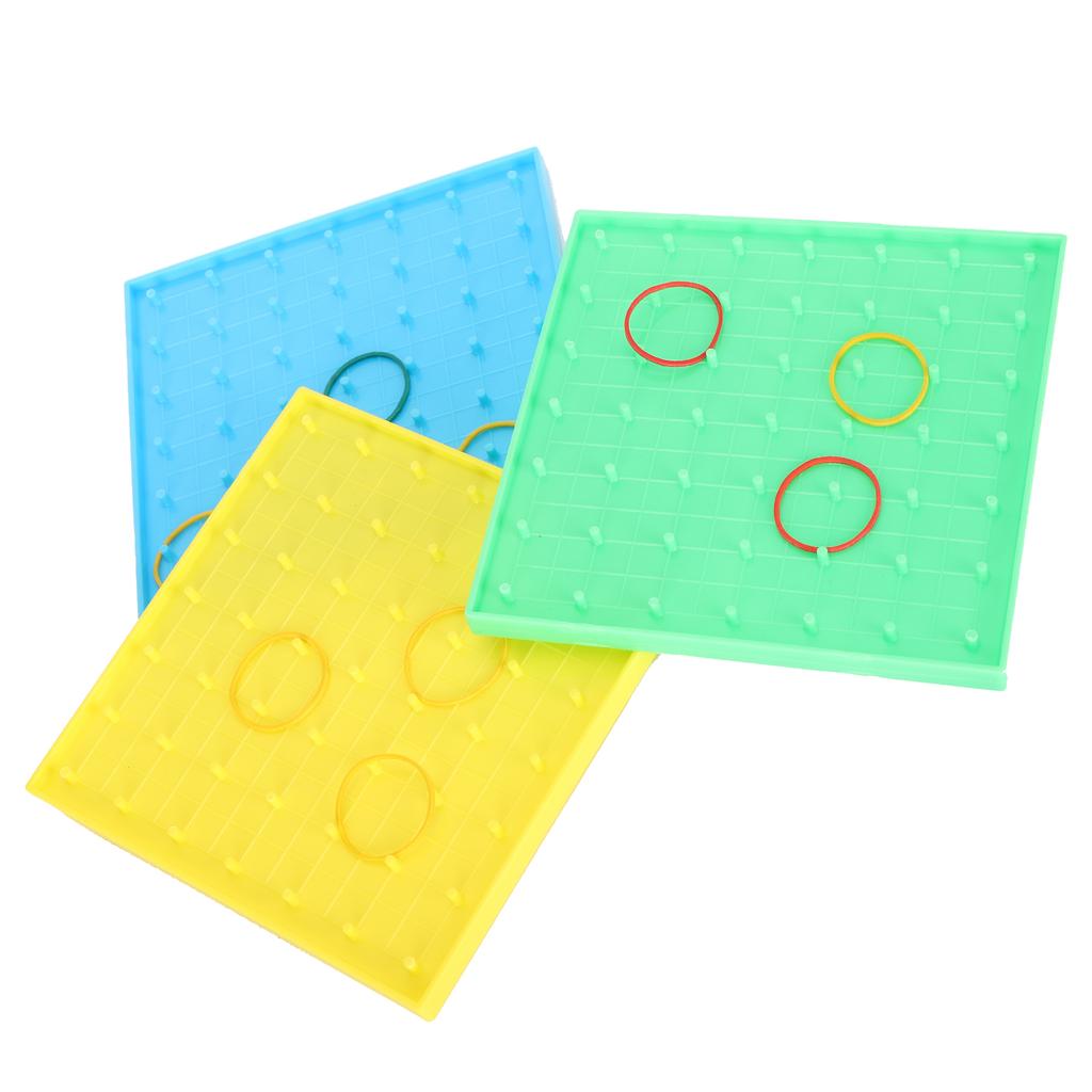 3Pcs Nail Board Toy Color Pegboard with Rubber Band Children Early Educational Puzzle Aids