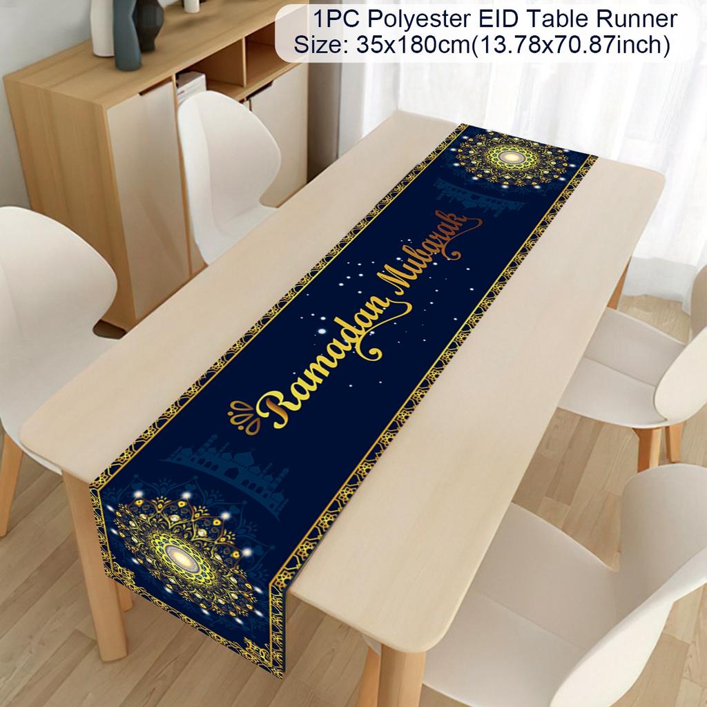 Ramadan Decor Table Runner EID Mubarak Decoration 2024 For Home Tablecloth Ramadan Kareem Islamic Muslim Party Eid Al Adha Gifts