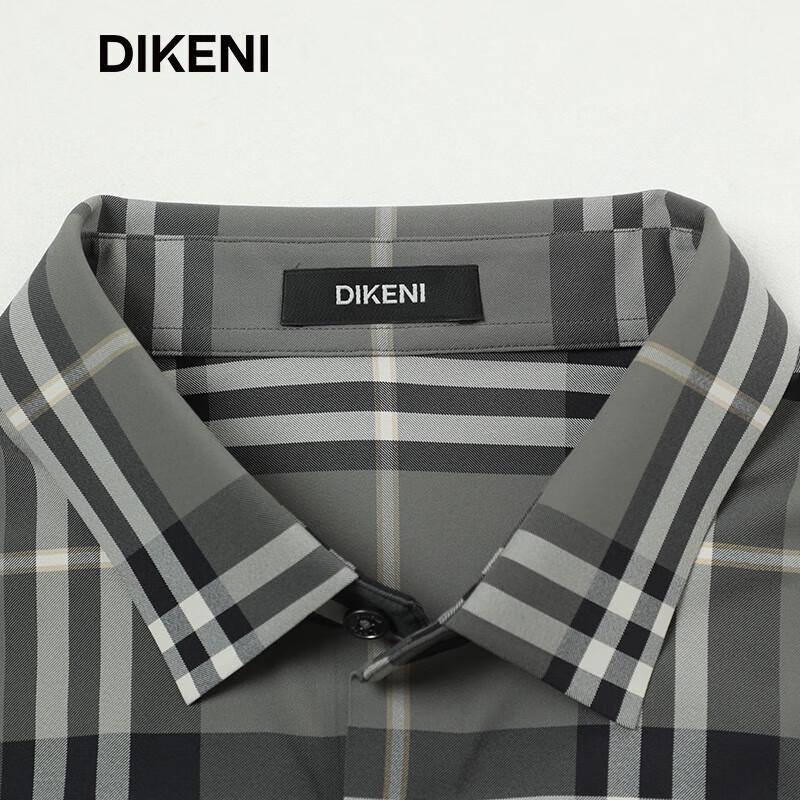 DIKENI Men's Scottish Plaid Non-Iron Knit Long-Sleeve Shirt