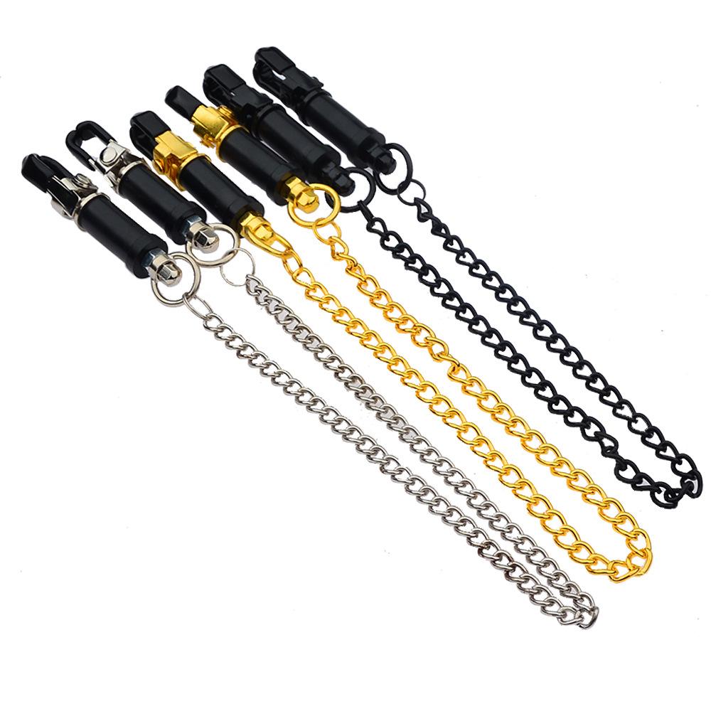 New Sex Breast Nipple Clamp Clips Silver Gold Purple Chain Nipple Clip Shaking Clamps Stimulate Clip Sex Slaves Adult Sex