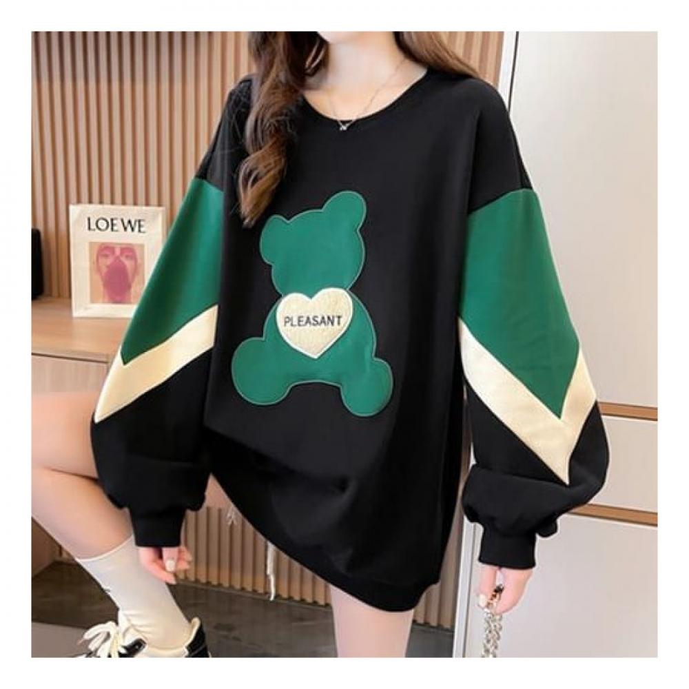 Navava Casual Bear Colorblock Long Sleeve Sweatshirt Nt1296
