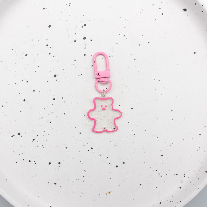 Korean Acrylic Glitter Cartoon Bear Keychain for Schoolbags