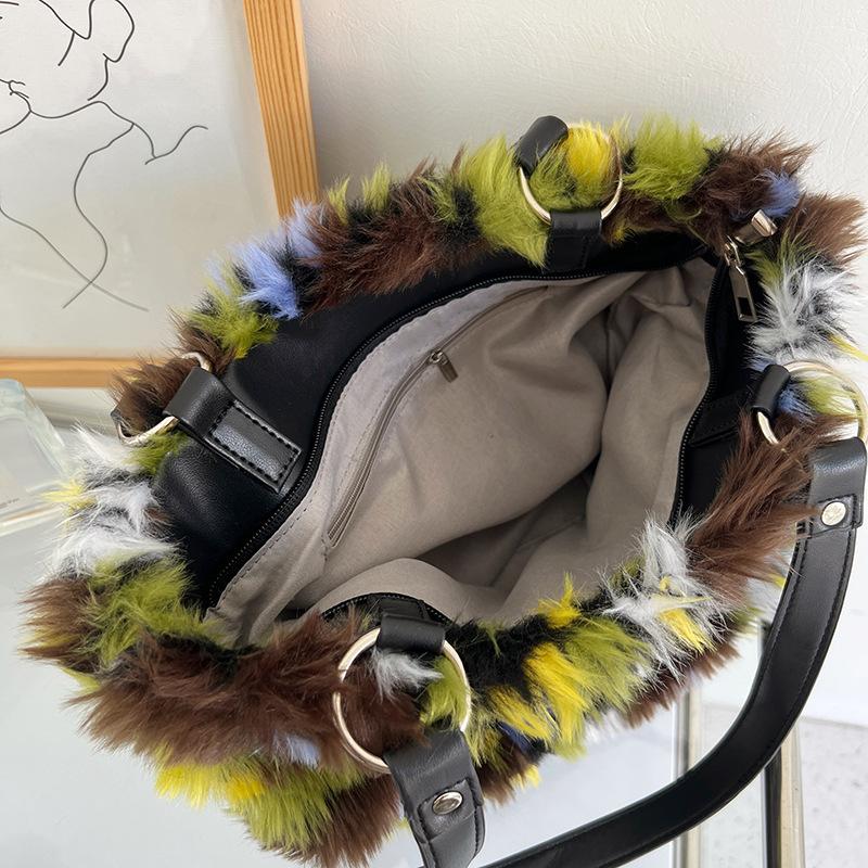 Klein Ontwerp Olieverf Kunst Kleur Pluche Draagtas Artistieke Creativiteit Herfst en Winter Nieuw Grote Capaciteit Vrije Tijd Tas Mode