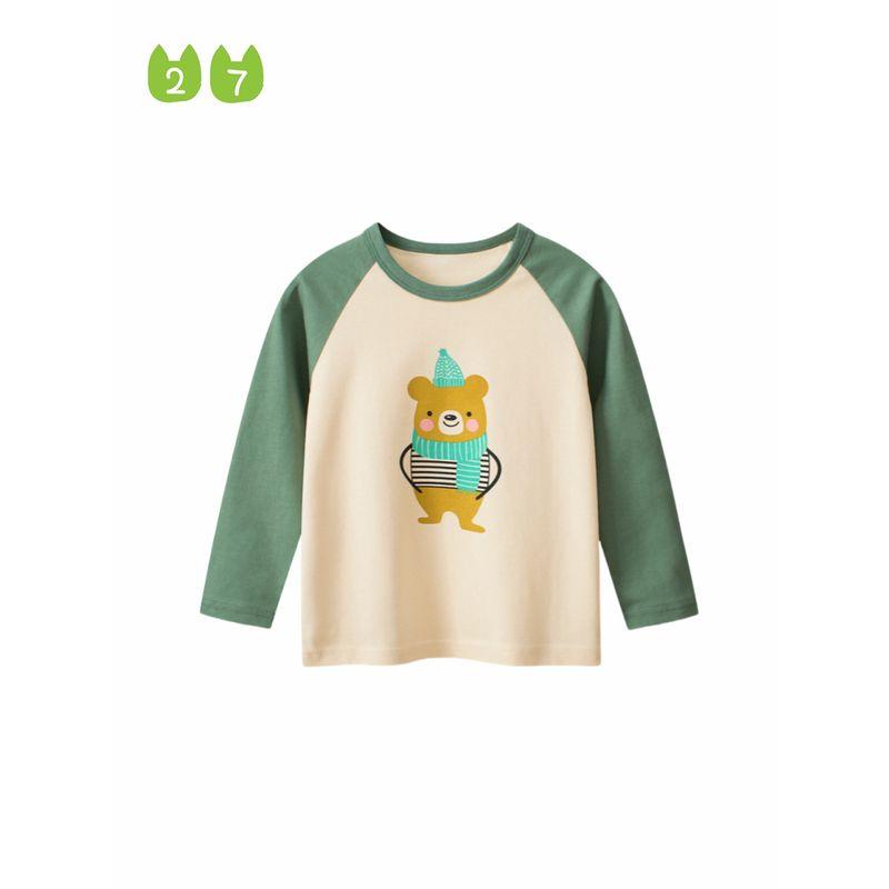 27home Spring and Autumn Children's Clothing Babies' Long Sleeve T-shirt Girl Bear Bottoming Shirt Clothes Baby Girl 100% Cotton Coat