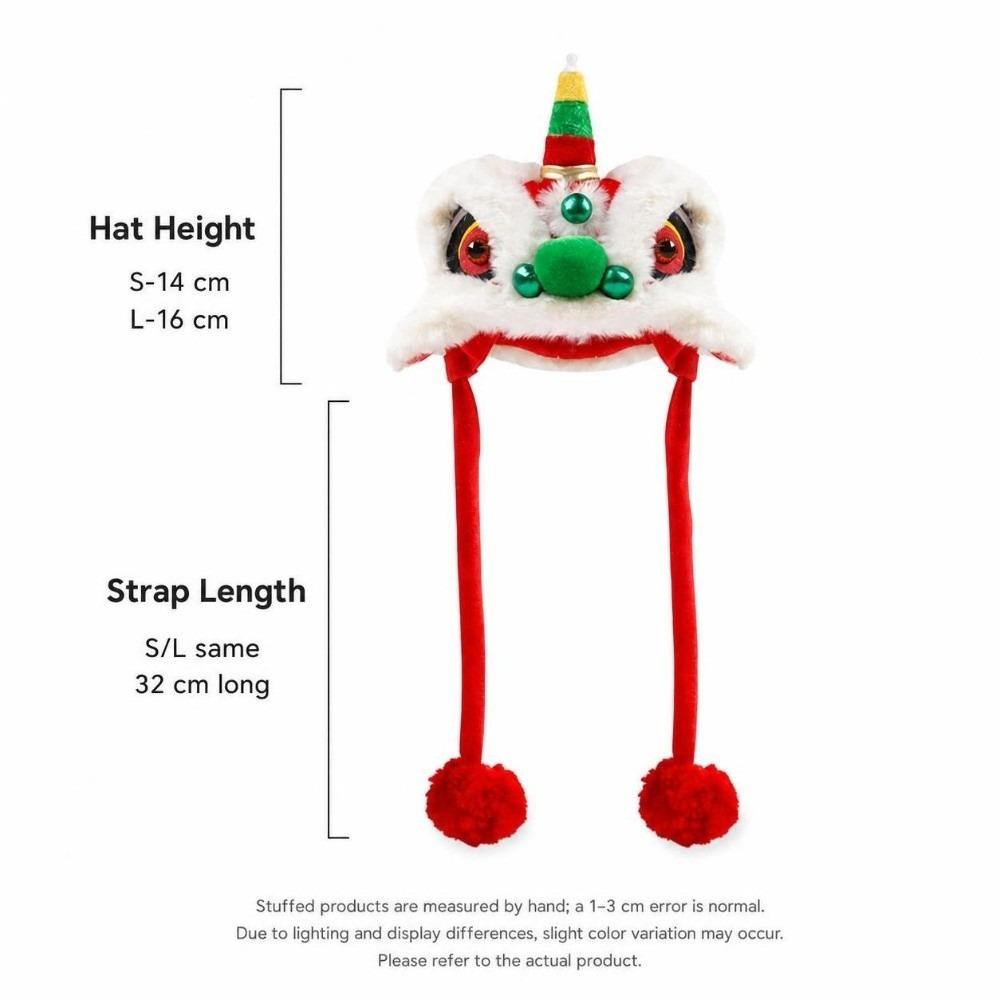 Warm Dog Lion Dance Hat Adjustable Celebration Pet Hat for New Year Christmas Holiday