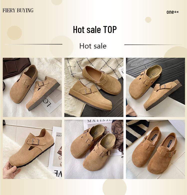 2024 British-Style Women's Birkenstock Closed-Toe Half-Slippers: Thick-Soled, Slip-On Shoes for Spring and Autumn Outdoor Wear