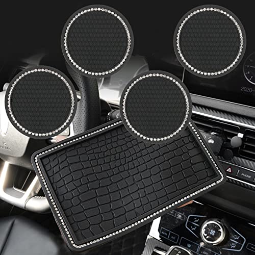 

Набір з 5 гнучких протиковзких килимків GM, надміцні протиковзкі килимки BetterJonny, 4 підстаканники, автомобільні підставки, протиковзкий ПВХ килимок з підкладкою, кришталева підкладка для оббивки автомобіля