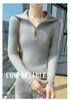 2025 Autumn/Winter Women's Slim Fit Striped Half-Zip Lapel Wool Knit Sweater